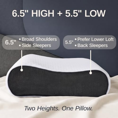 Extra Tall Memory Foam Bed Pillow for Side Sleepers with White Cover - 16x24 Inches