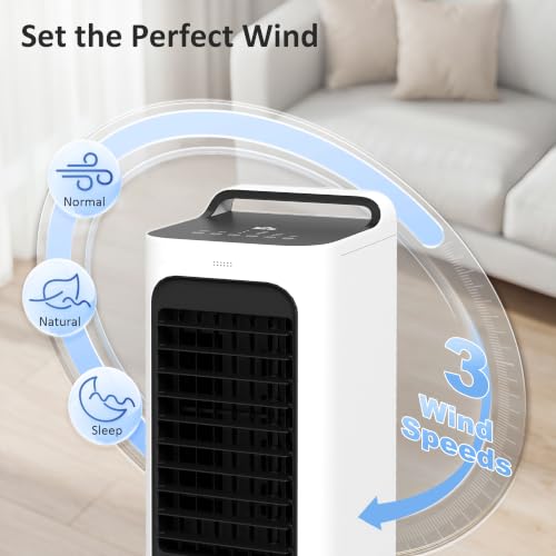 26-Inch Evaporative Air Cooler with Remote, 3-in-1 Swamp Cooler, White
