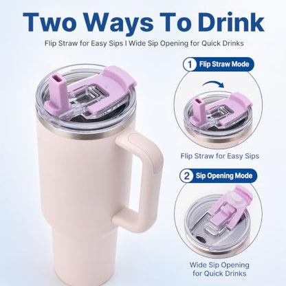 Replacement Flip Straw Lid for Stanley Quencher H2.0 40oz Water Bottle - White