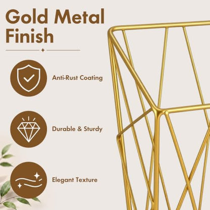 Gold Wall Mounted Magazine Rack - Metal Wall Organizer for Living Room, Office, Vanity