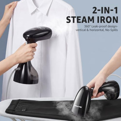 1400W Handheld Garment Steamer & Iron 2-in-1 - Fast Wrinkle Removal