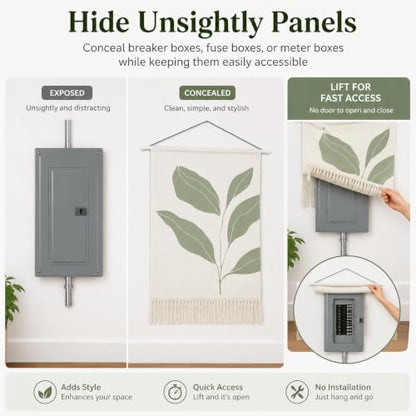 Electrical Panel Cover Tapestry - Modern Wall Art for Fuse Box, 26"L x 18"W