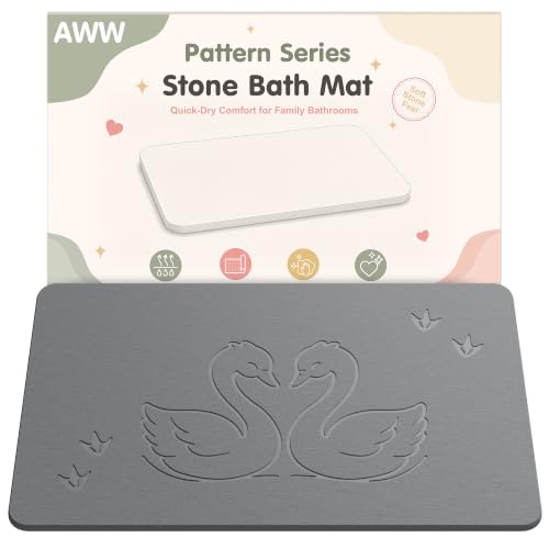 Diatomaceous Earth Bath Mat with Swan Pattern - Quick Dry, Non-Slip Bathroom Rug