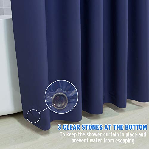 AmazerBath Stall Shower Curtain 36x72, Heavy Duty Plastic, Grey with 2 Weighted Stones and 6 Grommet Holes