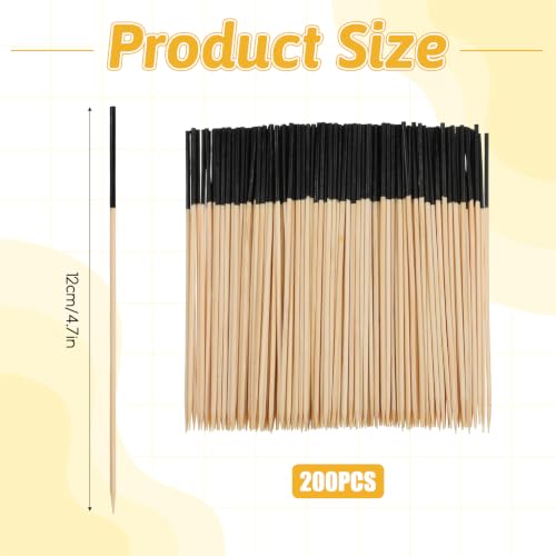 200 Pcs Bamboo Cocktail Picks - Long 4.7 Inch Food Skewers for Appetizers & Decor