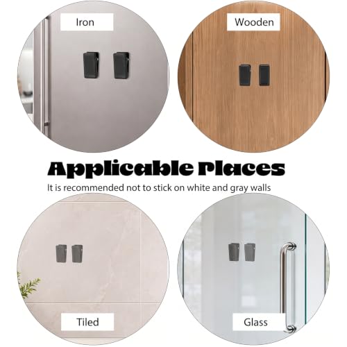 Self-Adhesive Wall Clips for Hanging - Black, 15 Pack