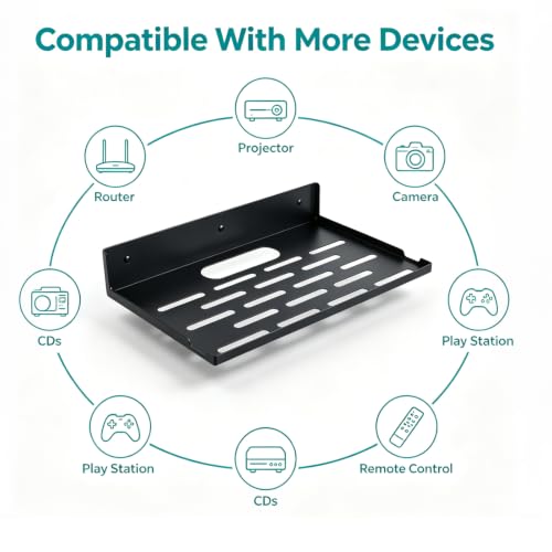 Foldable Wall-Mount Router Shelf 14" Black Metal Storage Organizer