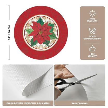 14-Inch Vinyl Christmas Placemats Set of 4 Non-Slip Table Mats for Holiday Decor