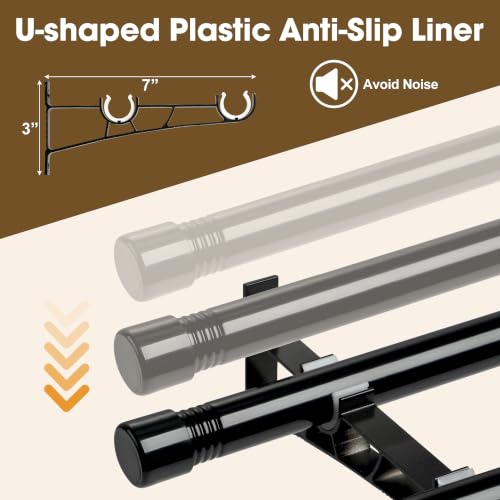 Black Double Curtain Rod Set 28-48 Inch Heavy Duty Dual Curtain Rod for Windows - DonSail