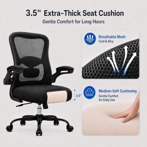 Ergonomic Office Chair with Lumbar Support for Lower Back Relief, Supports 330 lbs