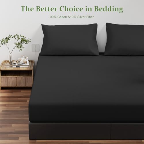 Grounding Sheets Queen Size with Silver Fiber & Organic Cotton - Black