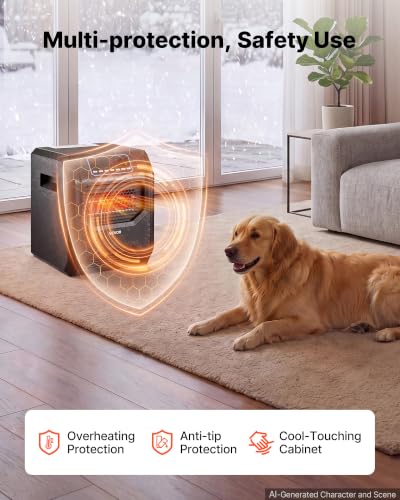 1500W Infrared Space Heater with Remote Control, Fast Heating & Adjustable Thermostat