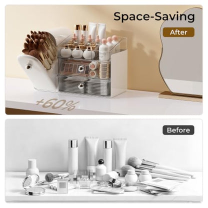 UFORU Makeup Organizer with Covered Brush Holder for Vanity Countertop
