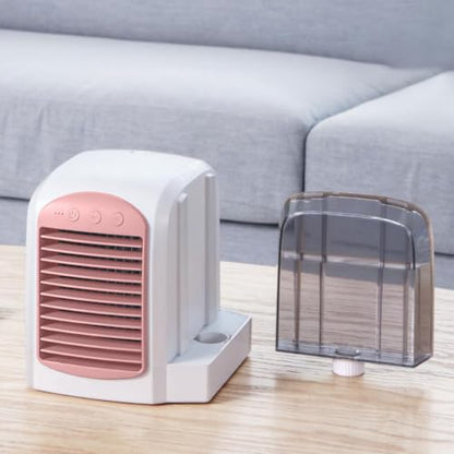 Pink Water-Cooled Personal Mini Air Cooler for Home Office - Portable, Humidifier & Purifier