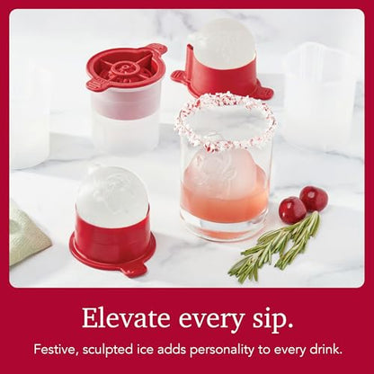 Christmas Ornament Ice Molds Set of 4 - Holiday Cocktail Ice Shapes - Red - Variation of THIS listing