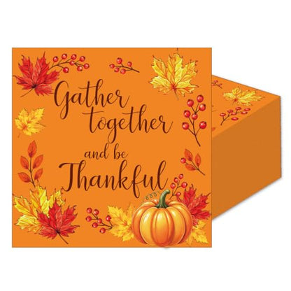 50 Pack Thanksgiving Paper Napkins - Fall Harvest Design for Autumn Celebrations