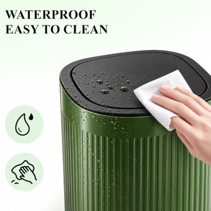 Small Green Bathroom Trash Can with Lid 2.1 Gallon - Press-to-Open, Odor & Pet Control