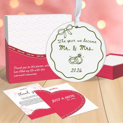 Wedding Ornament for Couples 2026 - Mr & Mrs Just Married Keepsake with Variation The Year We Became Mr & Mrs 2026