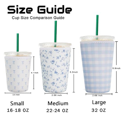 Reusable Insulated Coffee Cup Sleeves 3-Pack - Cottage Charm Variation