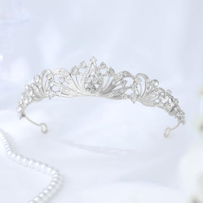 Silver Tiara for Women Bride Princess Crown - Medium Variation