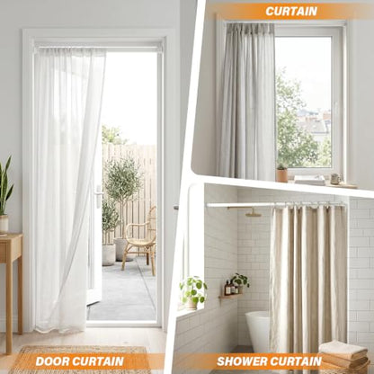 White Tension Shower Curtain Rod 29.5-39 Inch, 7/8 Inch Diameter, Splicing