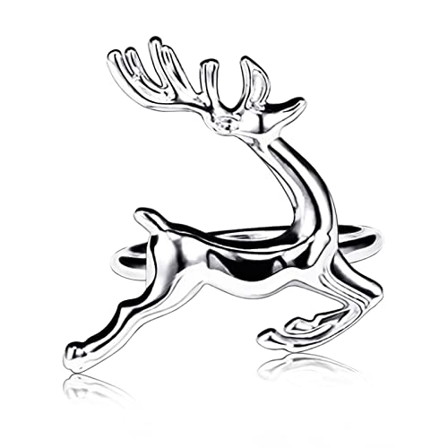 12 Pcs Christmas Silver Reindeer Napkin Rings Set of 12 for Holiday Table Decor