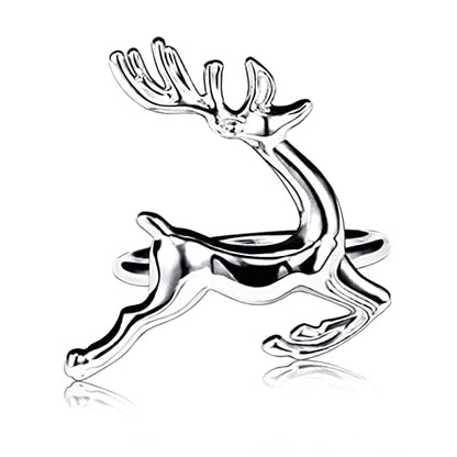 12 Pcs Christmas Silver Reindeer Napkin Rings Set of 12 for Holiday Table Decor