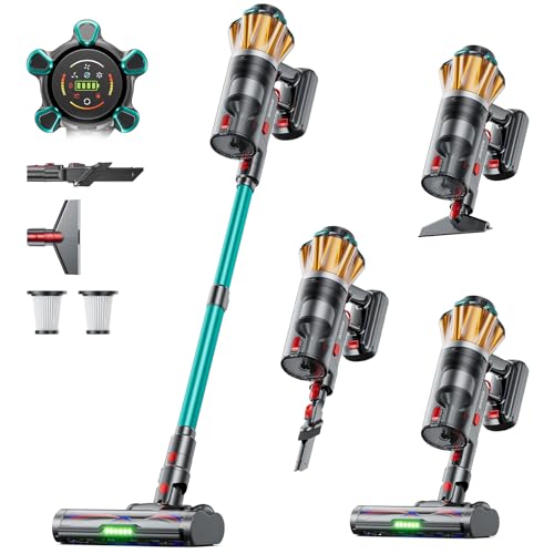 Green Cordless Vacuum Cleaner 60Kpa 650W Stick Vacuum for Pet Hair & Carpets