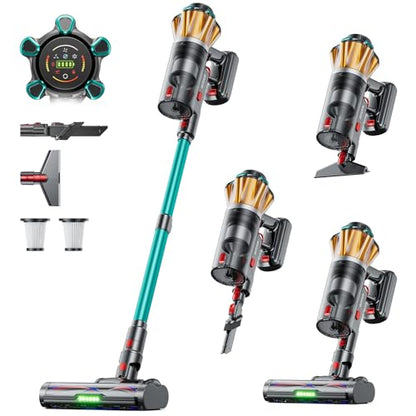 Green Cordless Vacuum Cleaner 60Kpa 650W Stick Vacuum for Pet Hair & Carpets