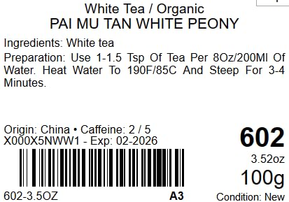 Tealyra - White Peony - Bai Mu Tan White Loose Leaf tea - Premium Chinese White Tea - Caffeine Level Low - 100g (3.5-ounce)