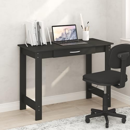 Furinno Jaya Desk 39 Inch Wide Computer Desk with Drawer - Darkwood Finish