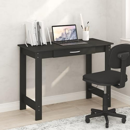 Furinno Jaya Desk 39 Inch Wide Computer Desk with Drawer - Darkwood Finish