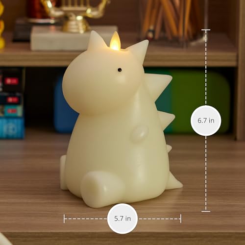 Dinosaur Flameless LED Candle - Color Changing Real Wax Night Light with Remote