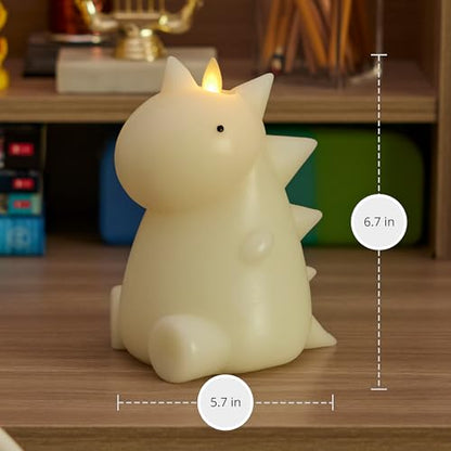 Dinosaur Flameless LED Candle - Color Changing Real Wax Night Light with Remote