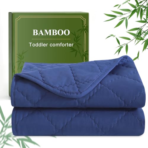 BEDSUM Cooling Toddler Comforter - Navy Blue, 43x60 Inch, Rayon Bamboo