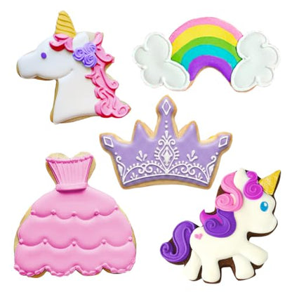 Princess Cookie Cutter Set of 5 - Royal Baking Supplies for Kids and Parties