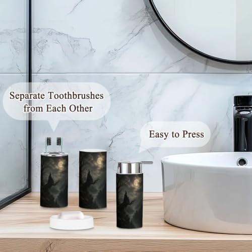 Mystical Wizard Dark Bathroom Accessories Set 6 Pcs - Color1