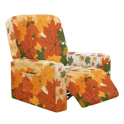 Fall Maple Recliner Slipcover - Vintage Fall Maple Style, Stretchy Furniture Protector