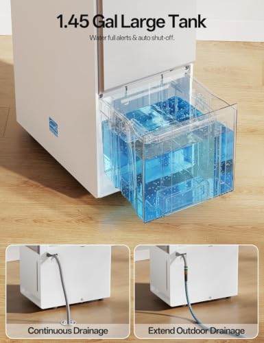 Arecovas 80 Pint Energy Star Dehumidifier - White, Most Efficient 2025 Model for 5000 Sq Ft