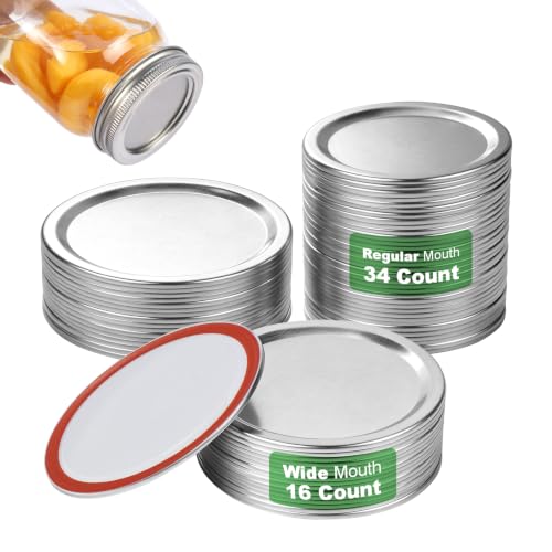 50 Pack Mason Jar Canning Lids for Regular and Wide Mouth Jars