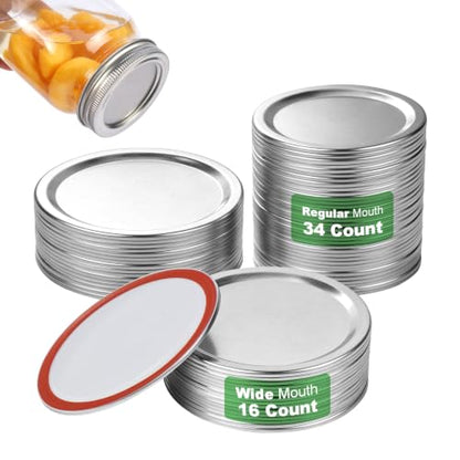50 Pack Mason Jar Canning Lids for Regular and Wide Mouth Jars