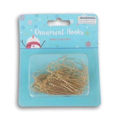 Mini Ornament Hooks for Christmas Tree - 1.5 Inch Gold, 100 Pieces