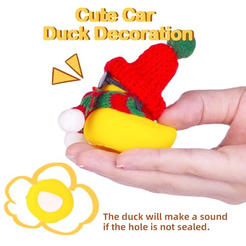 Rubber Duck Car Ornament with Red Hat & Scarf - Christmas Dashboard Decoration