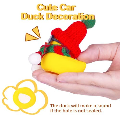 Rubber Duck Car Ornament with Red Hat & Scarf - Christmas Dashboard Decoration