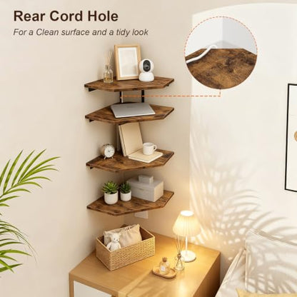 Wall Mounted Corner Shelves Set of 4 - 10 Inch Deep Floating Shelving