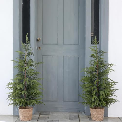 2-Pack Artificial Norfolk Pine Trees - 4FT Potted Christmas Decor for Front Door