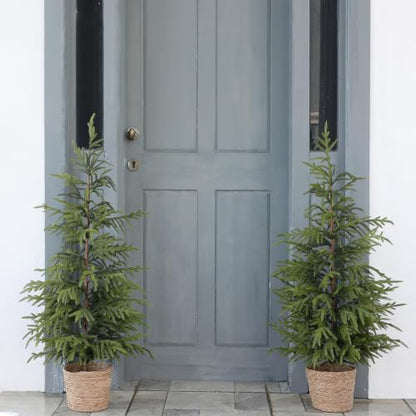 2-Pack Artificial Norfolk Pine Trees - 4FT Potted Christmas Decor for Front Door