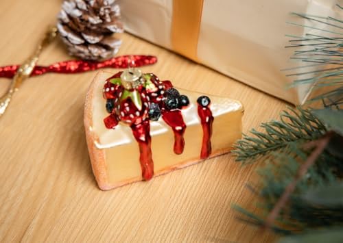 2PCS Hanging Glass Cheesecake Christmas Ornaments for Tree Decor