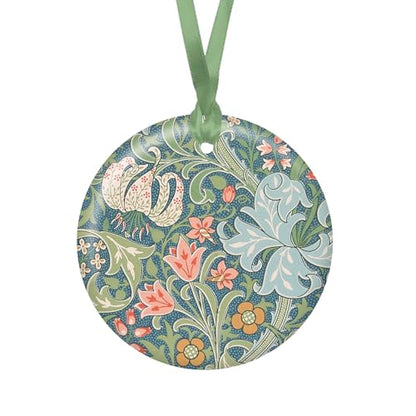 Christmas Tree Ornament Porcelain Keepsake with Fine Art Lily Design
