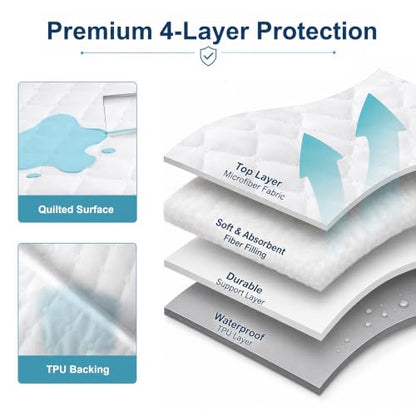 Waterproof Crib Mattress Protector 2-Pack White 28x52 +8 Inches